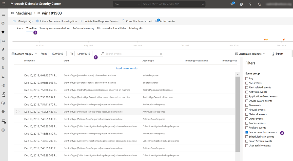 Microsoft Defender Advanced Threat Protection – Respond Actions Events ...